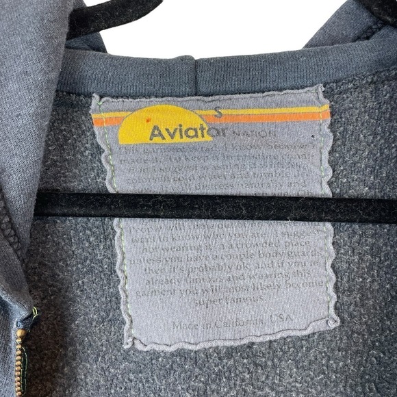 Avi­a­tor Na­tion 5-Stripe Full Zip Hood­ie Sweatshirt Charcoal Blue Size S - Picture 3 of 12